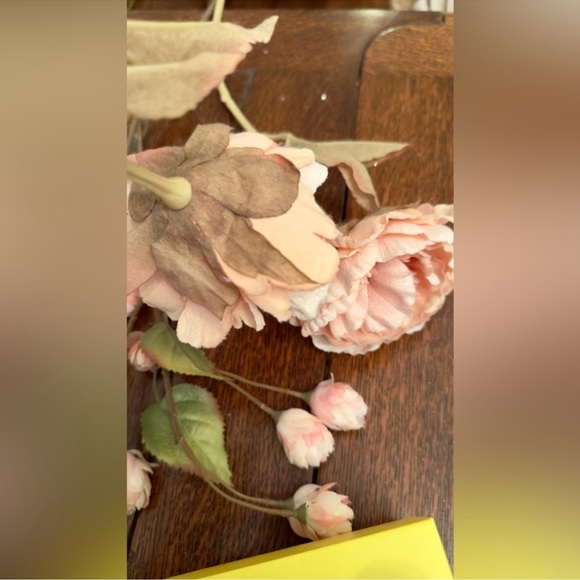 Blush Pink Roses Peonies Floral Green Leaves Wedding Dining Table Arrangement - Picture 10 of 16